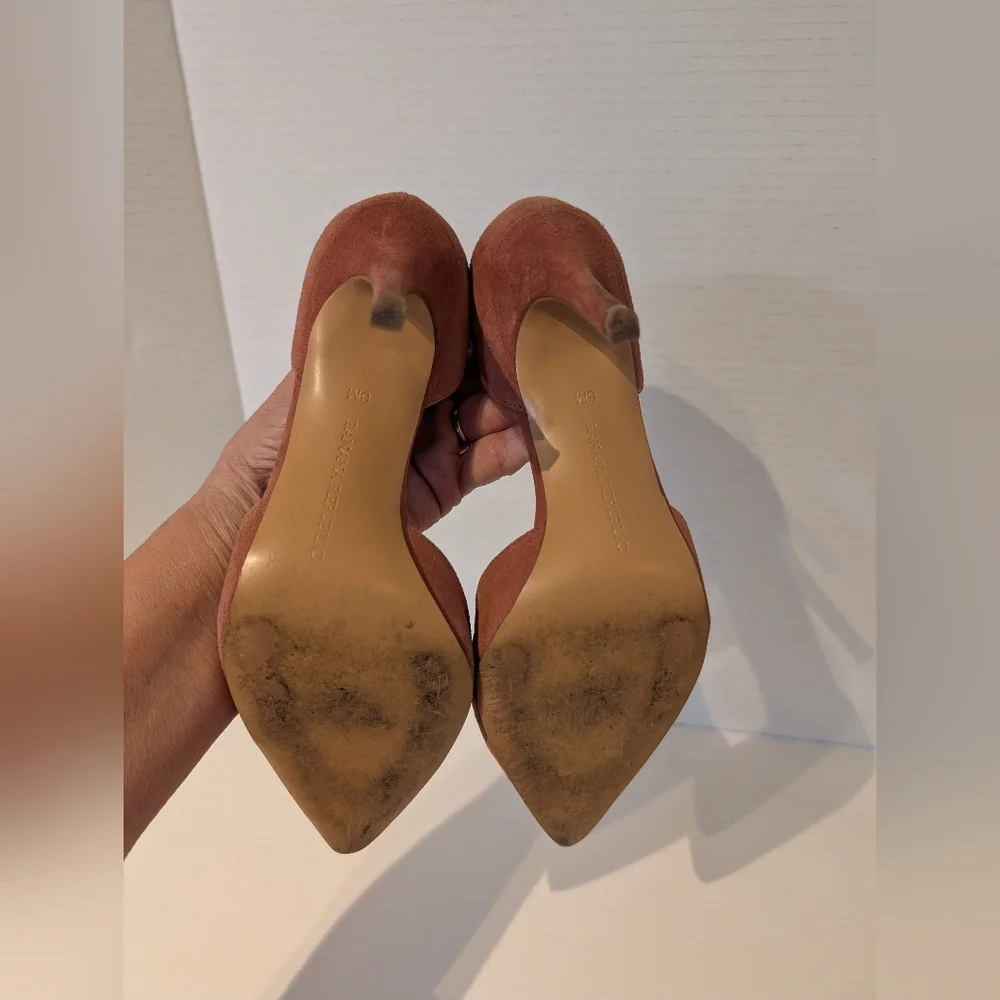 Banana Republic Womens Cafe Au Lait Brown Suede Heels Sz.6 - Picture 14 of 14